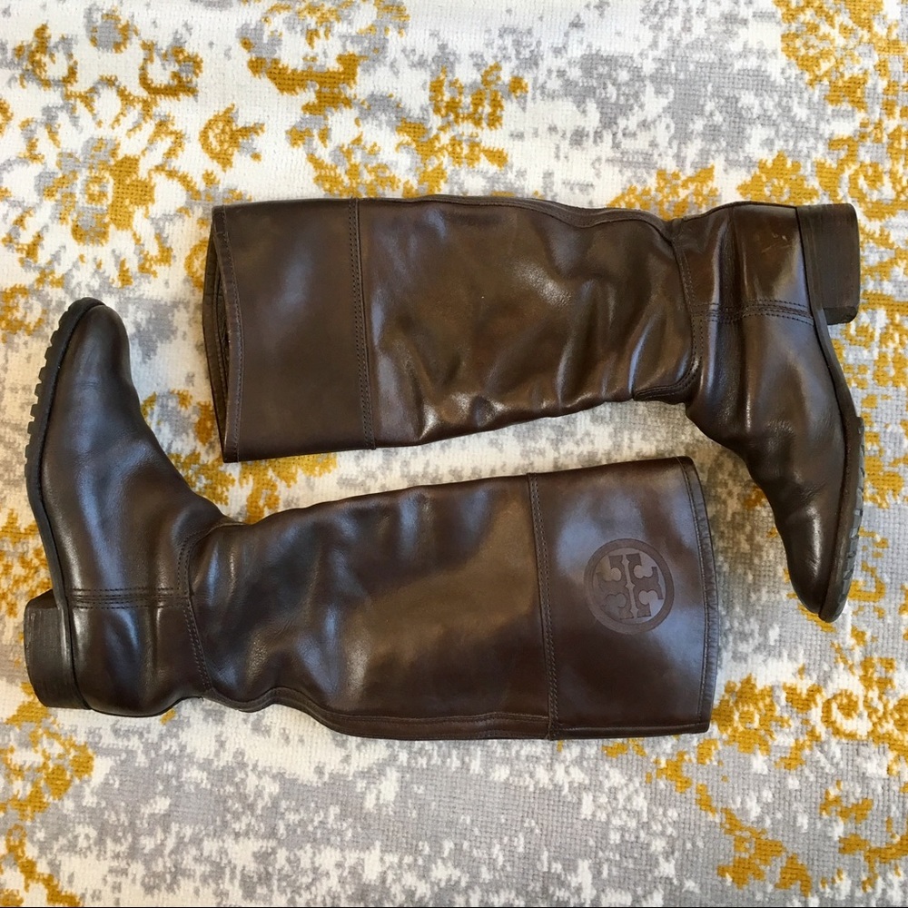 Tory Burch Jackson Riding Boots 7.5 Coconut Brown