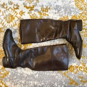 Tory Burch Jackson Riding Boots 7.5 Coconut Brown