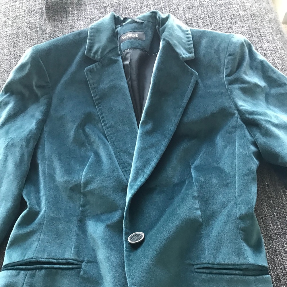 Turquoise Suede Blazer! %100 Cotton!