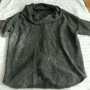 Sparkly Grey Short Sleeve Cowl Neck