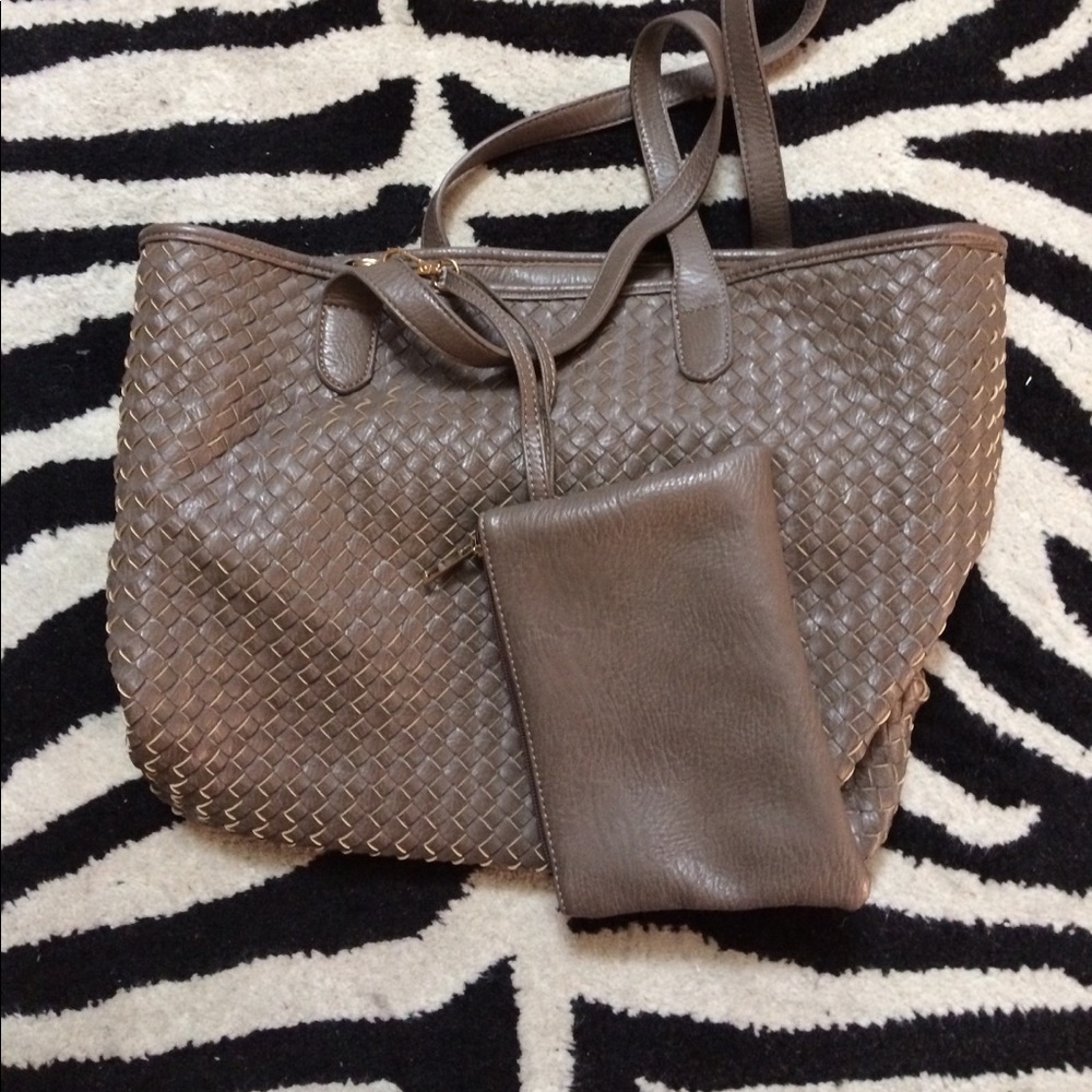 Vegan tote bag with small bag