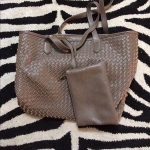 Vegan tote bag with small bag