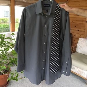 Grey Stafford button down with black and grey tie