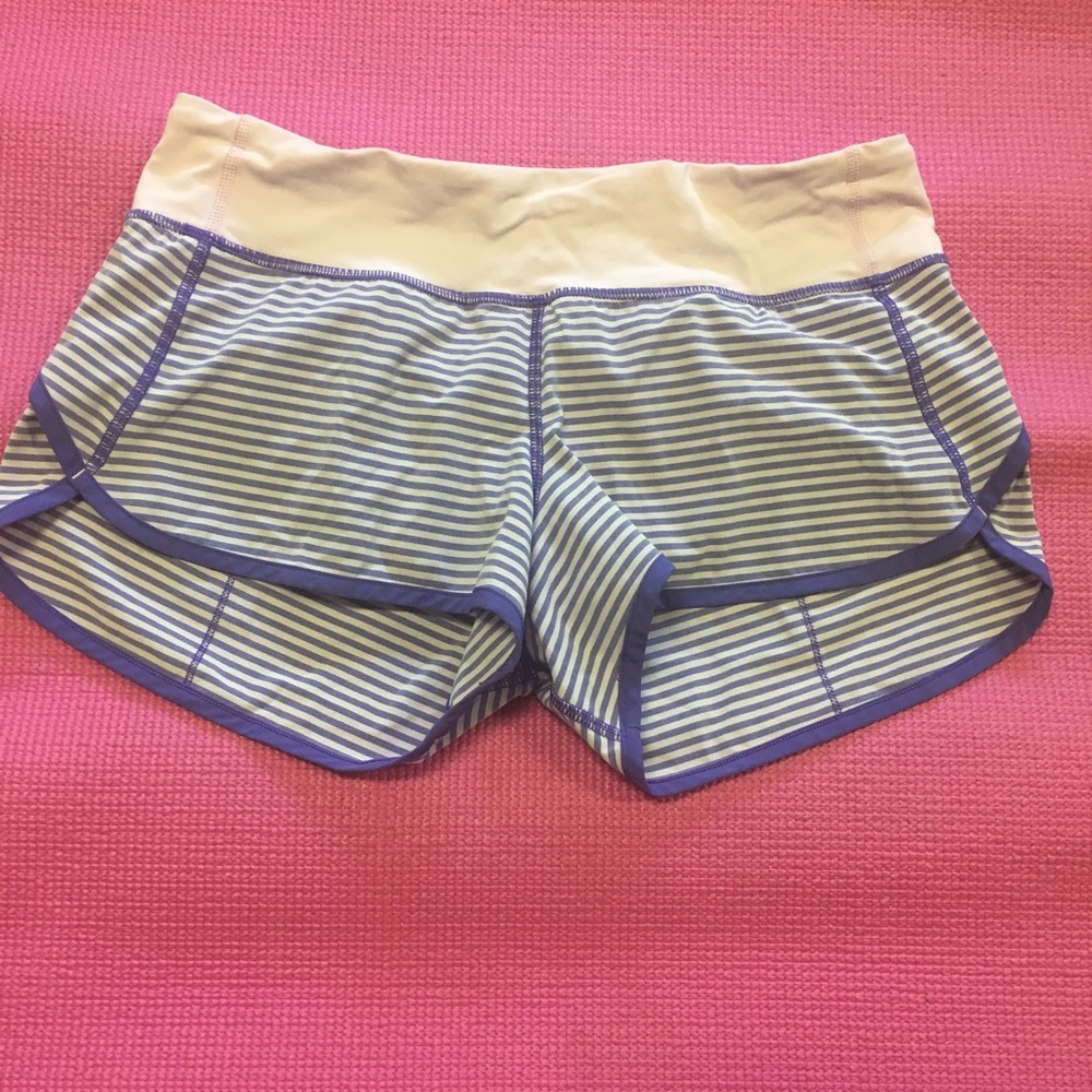 Lululemon purple striped running shorts