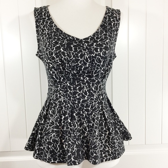 Anthropologie Tops - ANTHROPOLOGIE DELETTA BLACK AND WHITE PEPLUM TOP