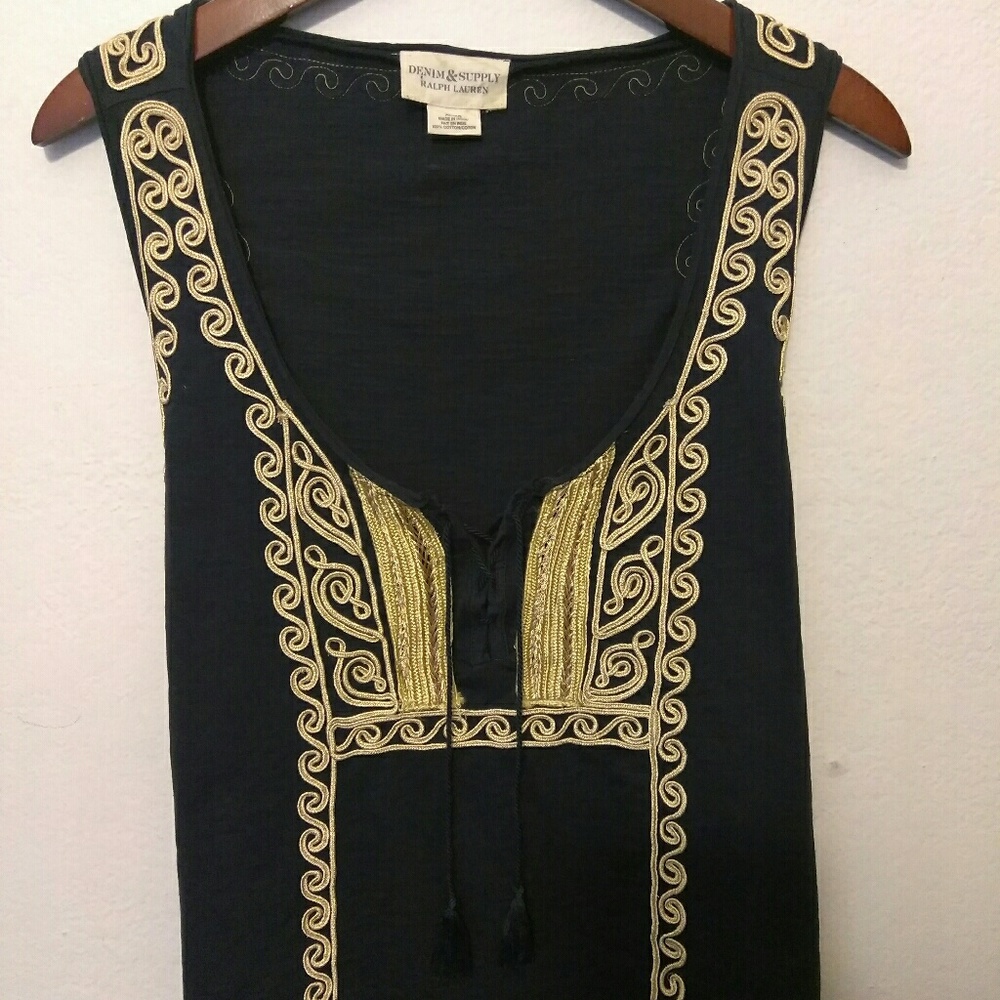 Ralph Lauren Denim & Supply Blue Gold Shirt Blouse