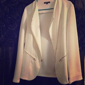 White Blazer with Gold Zipper