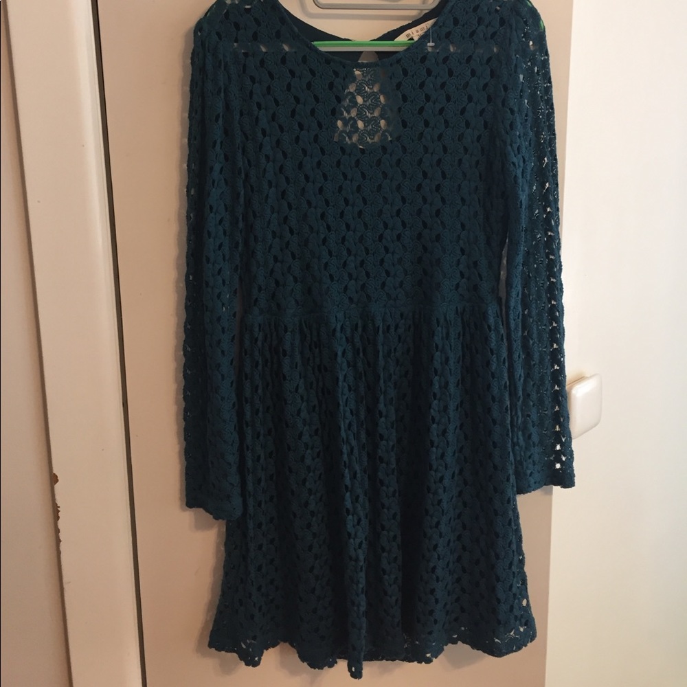 Teal lace lined dress