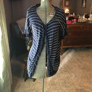 Cute blue and white striped cardigan with ruffles
