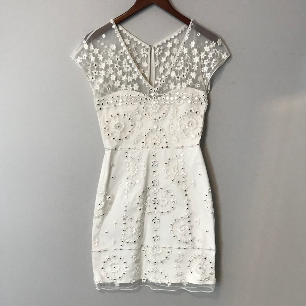 French Connection White Sequin Dress size 4
