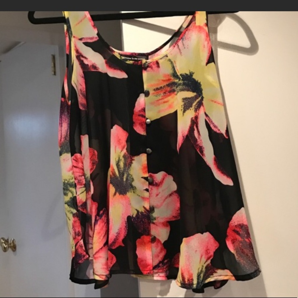 loose and flowy sheer floral top