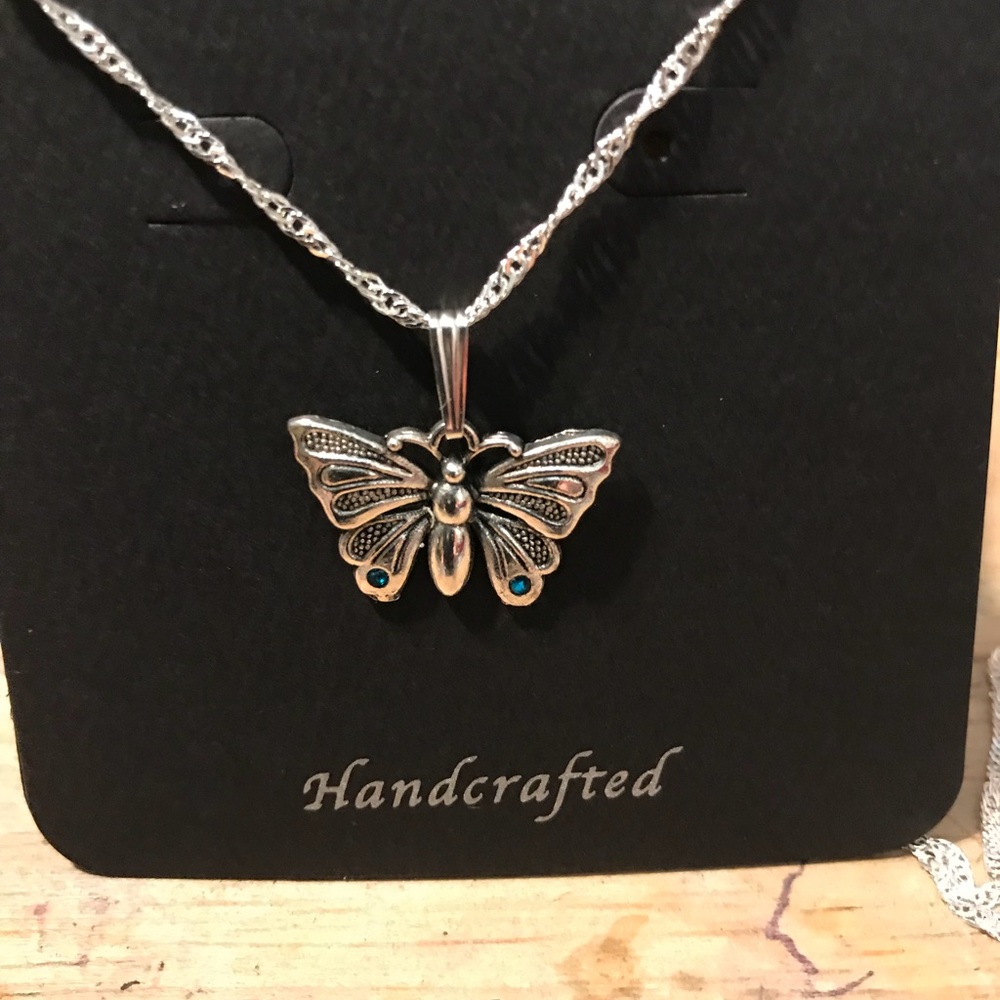 Topaz Czech Crystal Tibetan Silver Butterfly - Picture 2 of 3