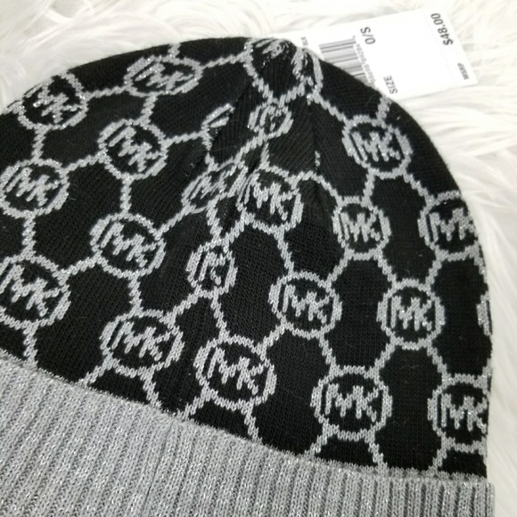 MICHAEL KORS HAT/ BEANIE BLK-GRAY-SILVER - Picture 4 of 4