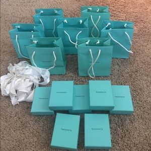 Tiffany and Co. bag, box + ribbon