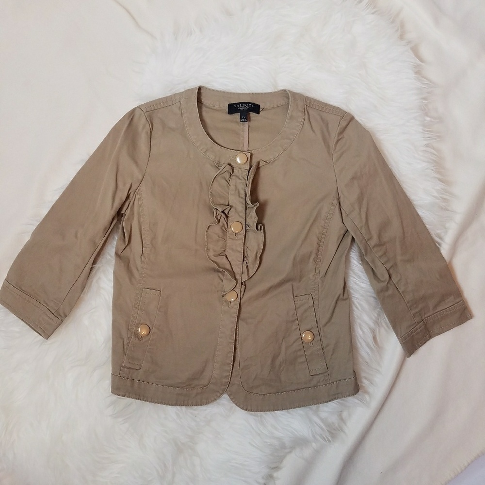 Talbots Petite Button down Blazer w/Ruffles