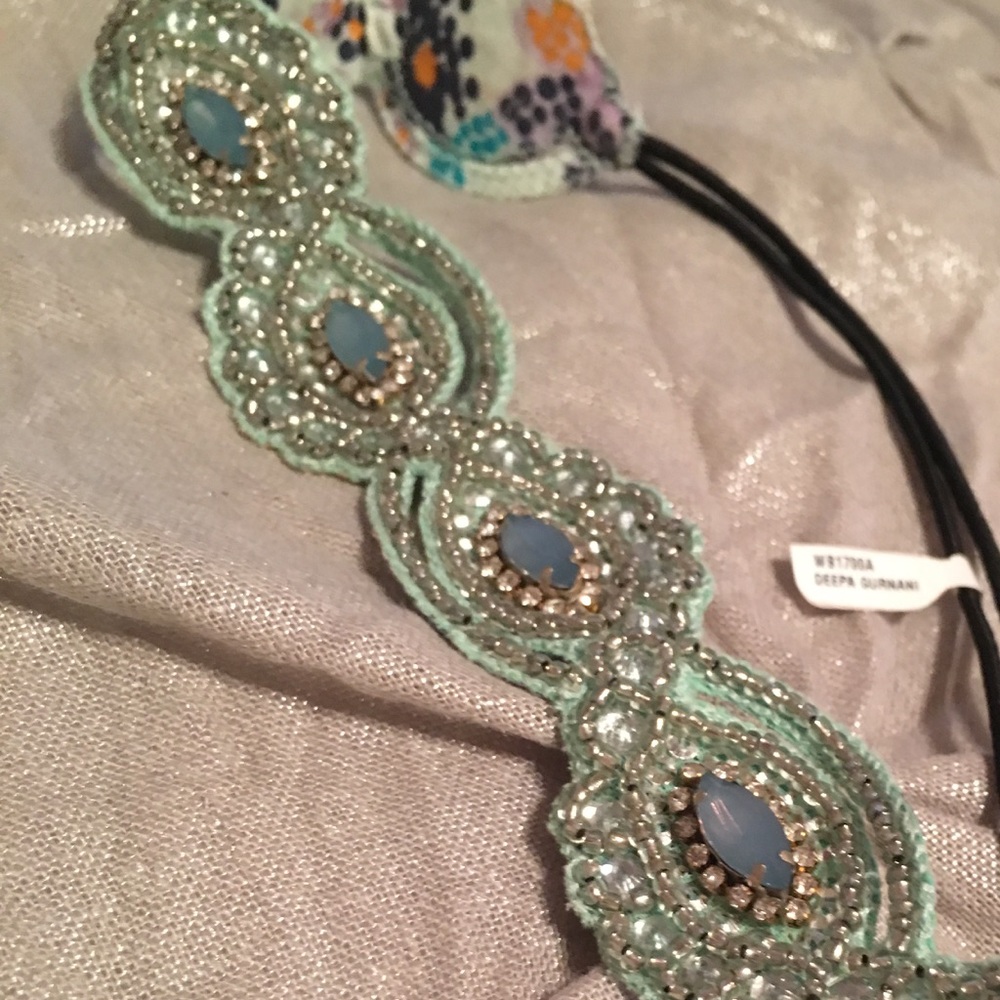 Deepa Gurnani blue rhinestone headband festival