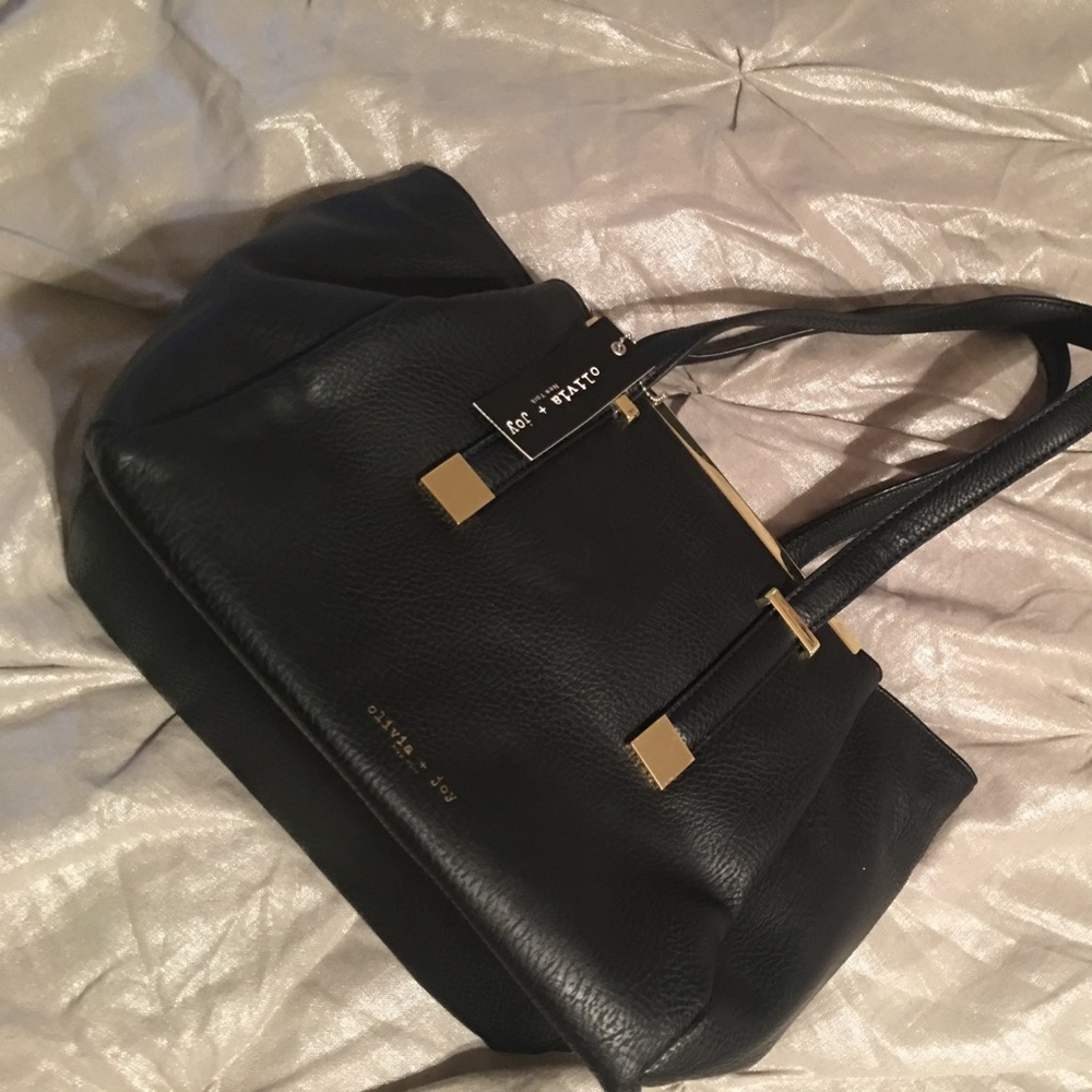 Olivia and joy handbag vegan leather black gold