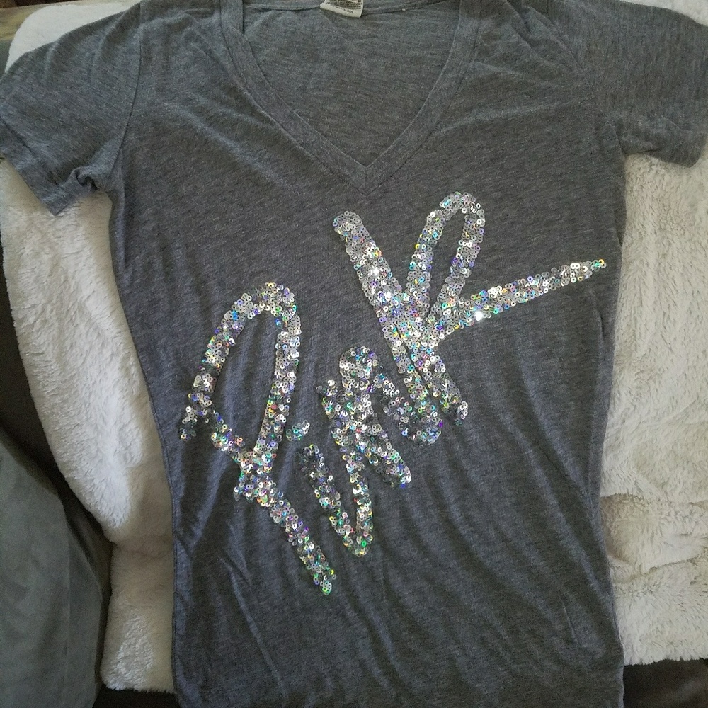 Silver glitter PINK short sleeved shirt