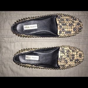 Steve Madden animal print loafer with gold spikes