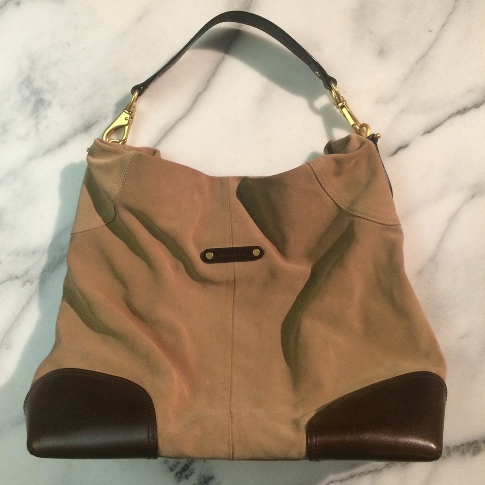 Cole Haan tan & brown suede large bag