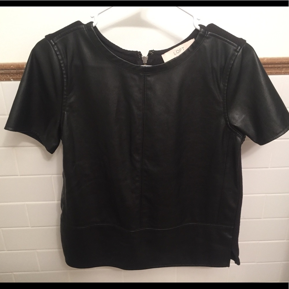 The LOFT faux leather top in XS