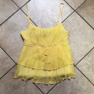 100% silk yellow top