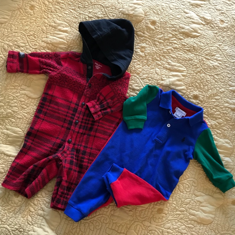 Ralph Lauren baby boy 2 overalls. 3 Months