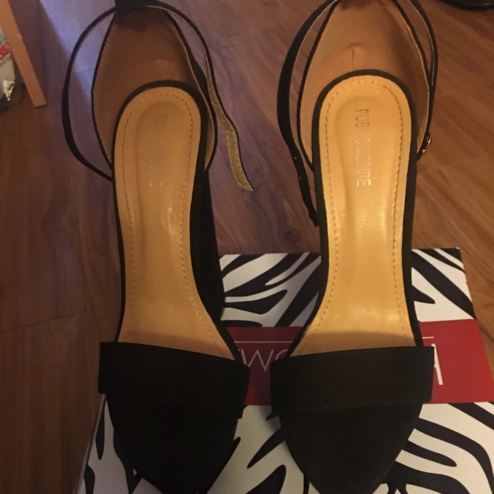 Black Faux Suede Platform Heels