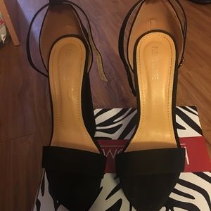 Black Faux Suede Platform Heels