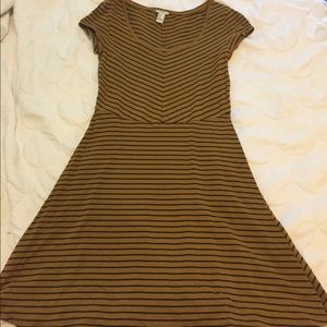 Forever 21 Mustard and Black striped skater dress
