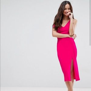 ASOS Ribbed Extreme Ruffle Back Midi dress