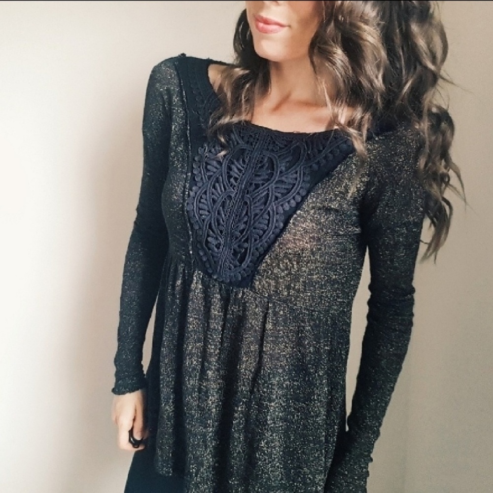 Free people sparkle and crochet top