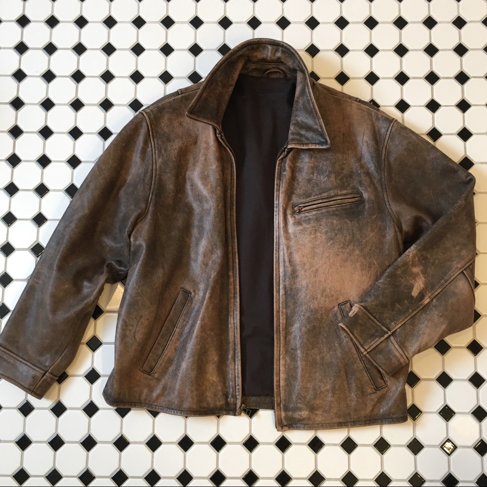 Vintage Leather Motorcycle Jacket - men’s medium.
