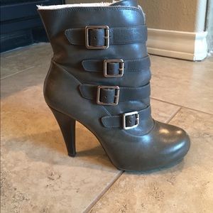 Gray military style booties