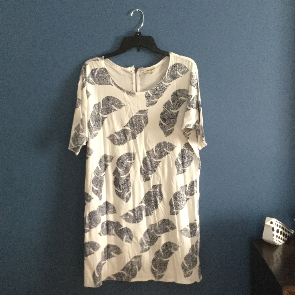 Oat + Fawn feather pattern dress