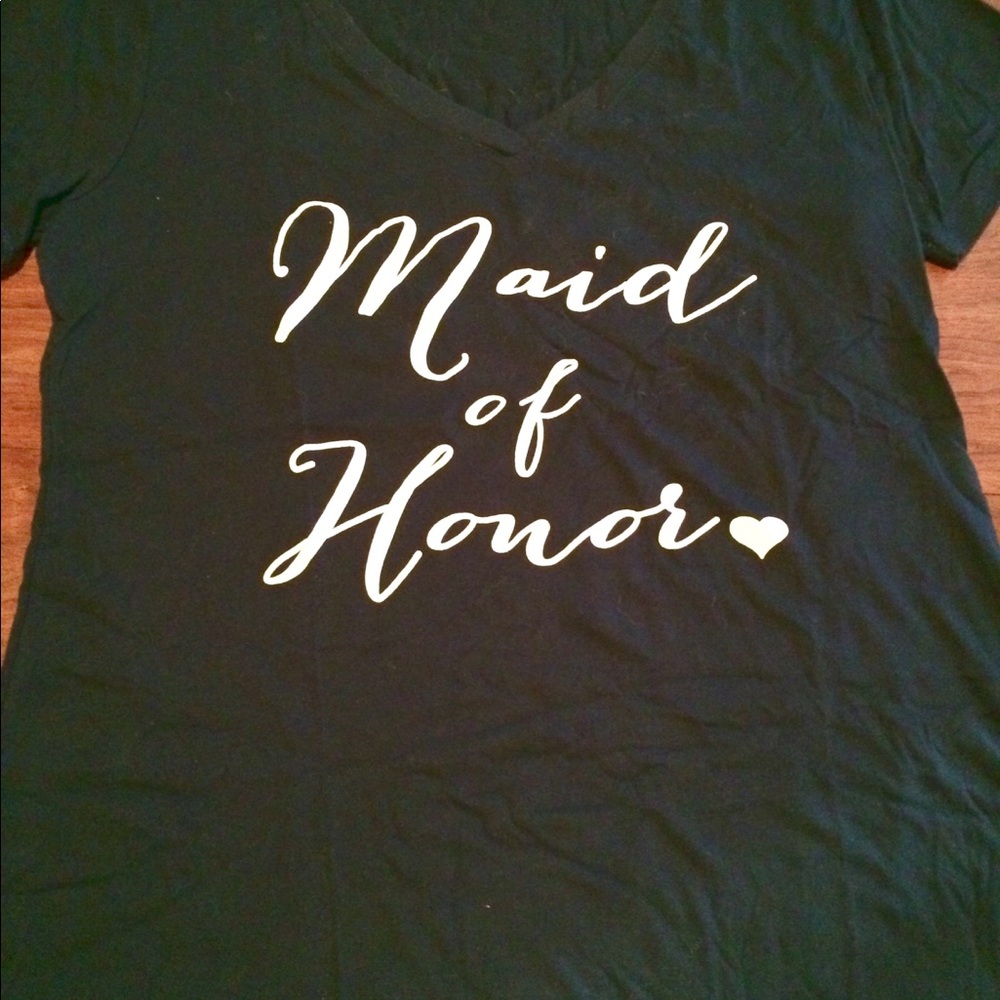 Navy Blue "Maid of Honor" V-Neck