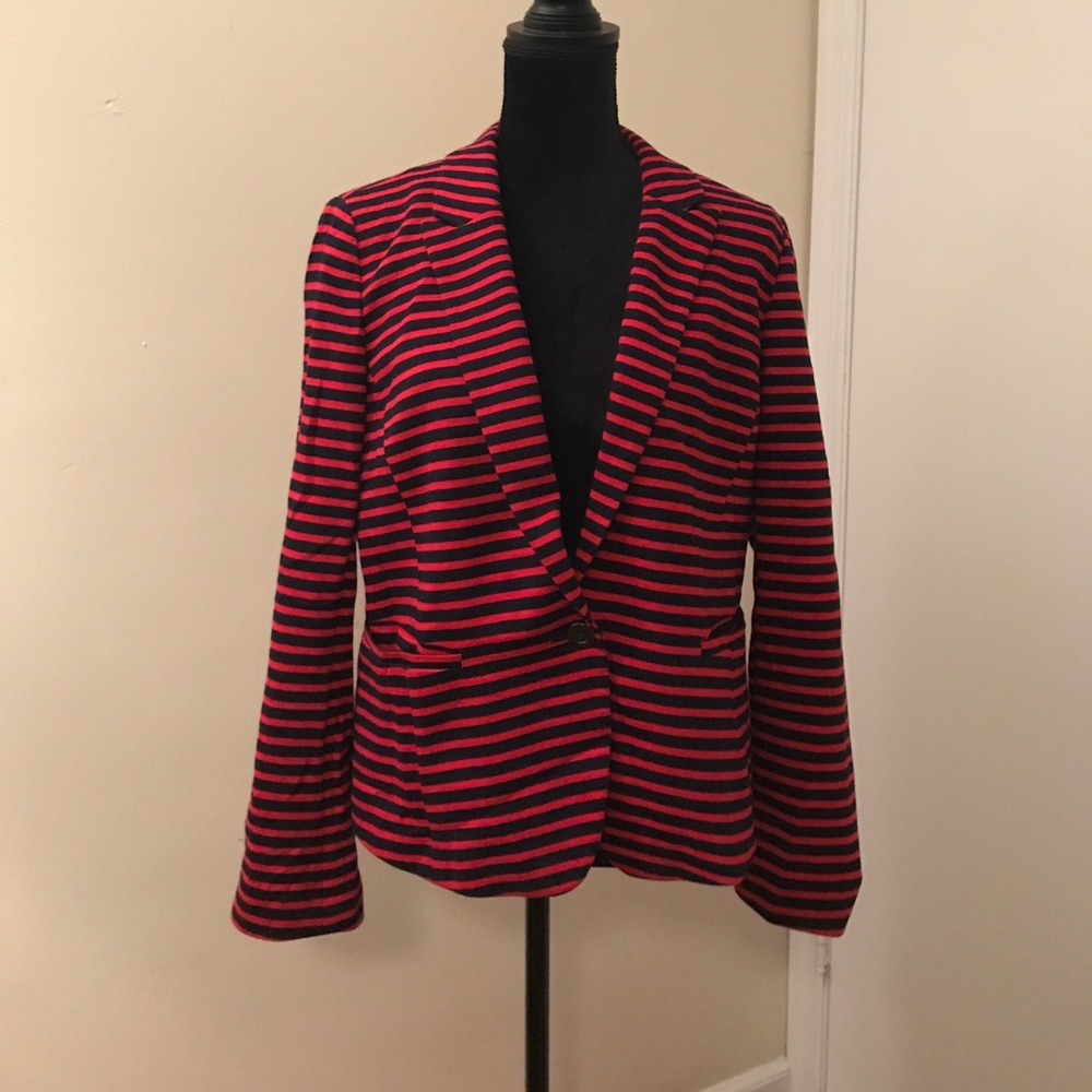 Striped Cotton Blazer Loft Size 12