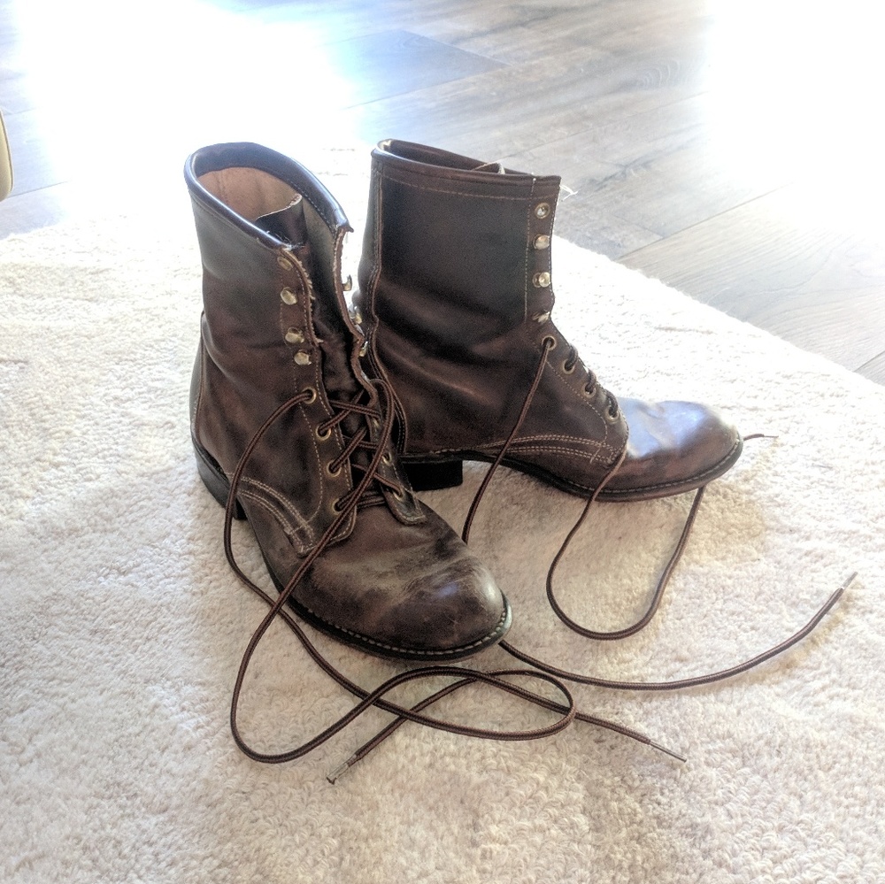 Brown lace up boots