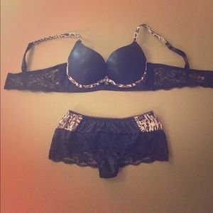 Black and cheetah lingerie set, 34B and M, NWOT