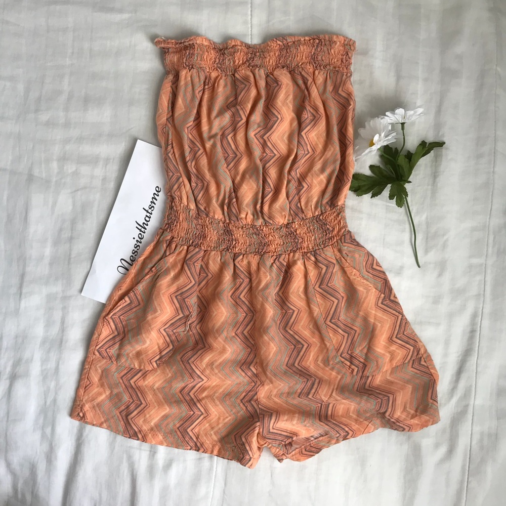 Charlotte Russe Peach Strapless Romper