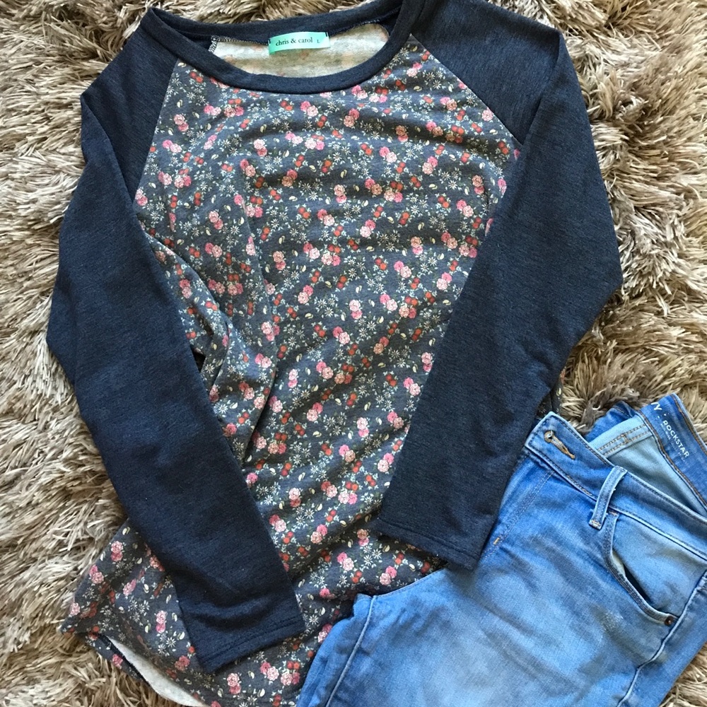 Floral Baseball Top