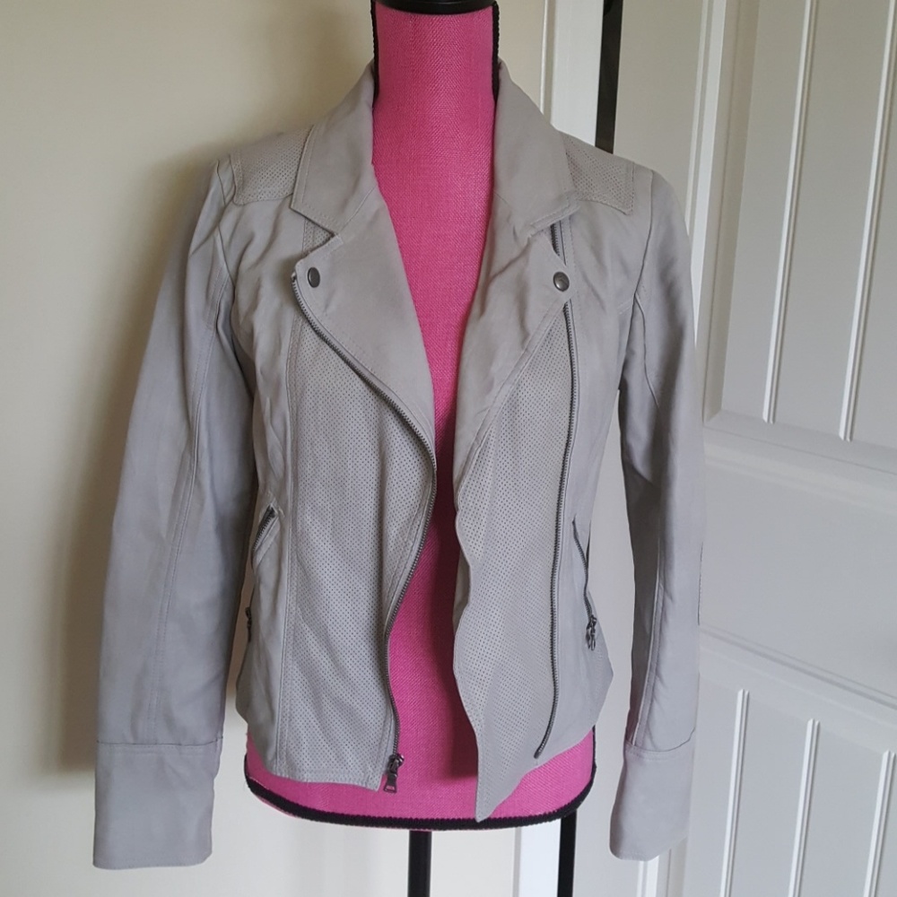 Light gray faux leather jacket