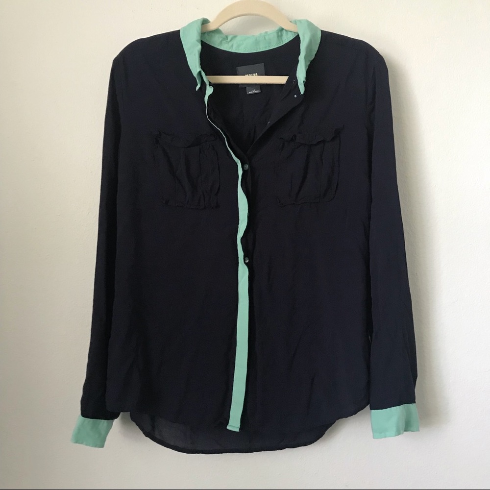 Maeve Two-Color Button Down Shirt