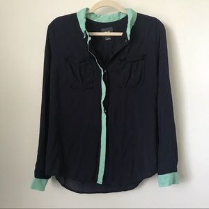 Maeve Two-Color Button Down Shirt
