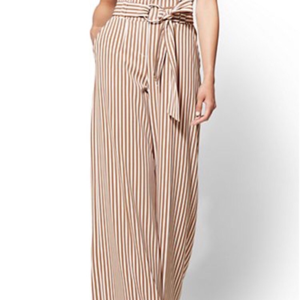 7TH AVENUE PANT - PAPERBAG-WAIST PALAZZO - STRIPE