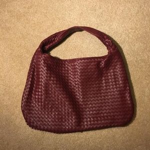 Burgundy Woven Handbag