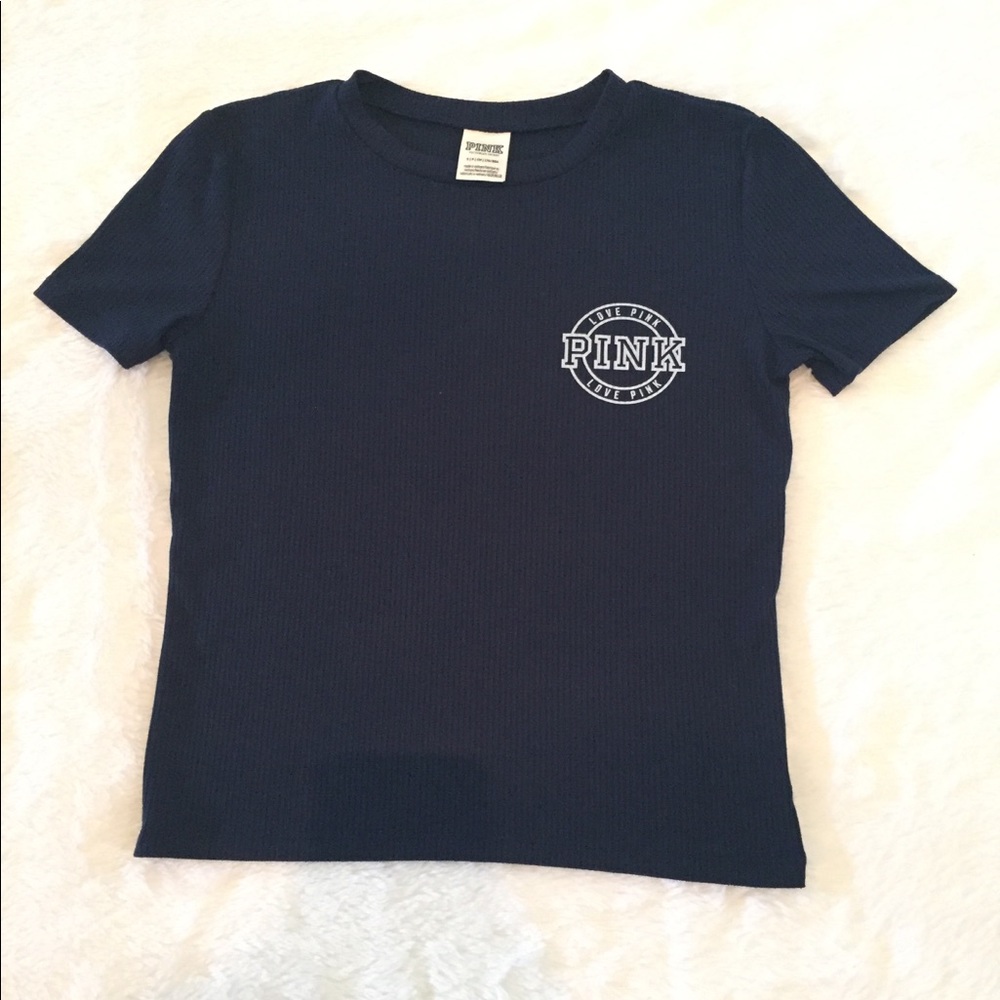 SALE Navy Blue And White Ripped Crew Tee