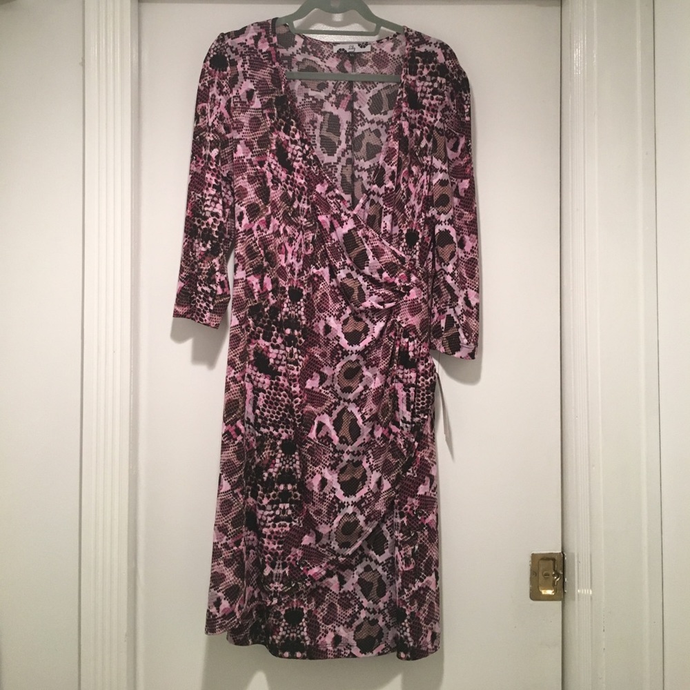Purple printed wrap dress