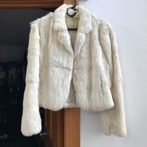 Ivory Rabbit Fur Jacket - perfect for Burning Man!