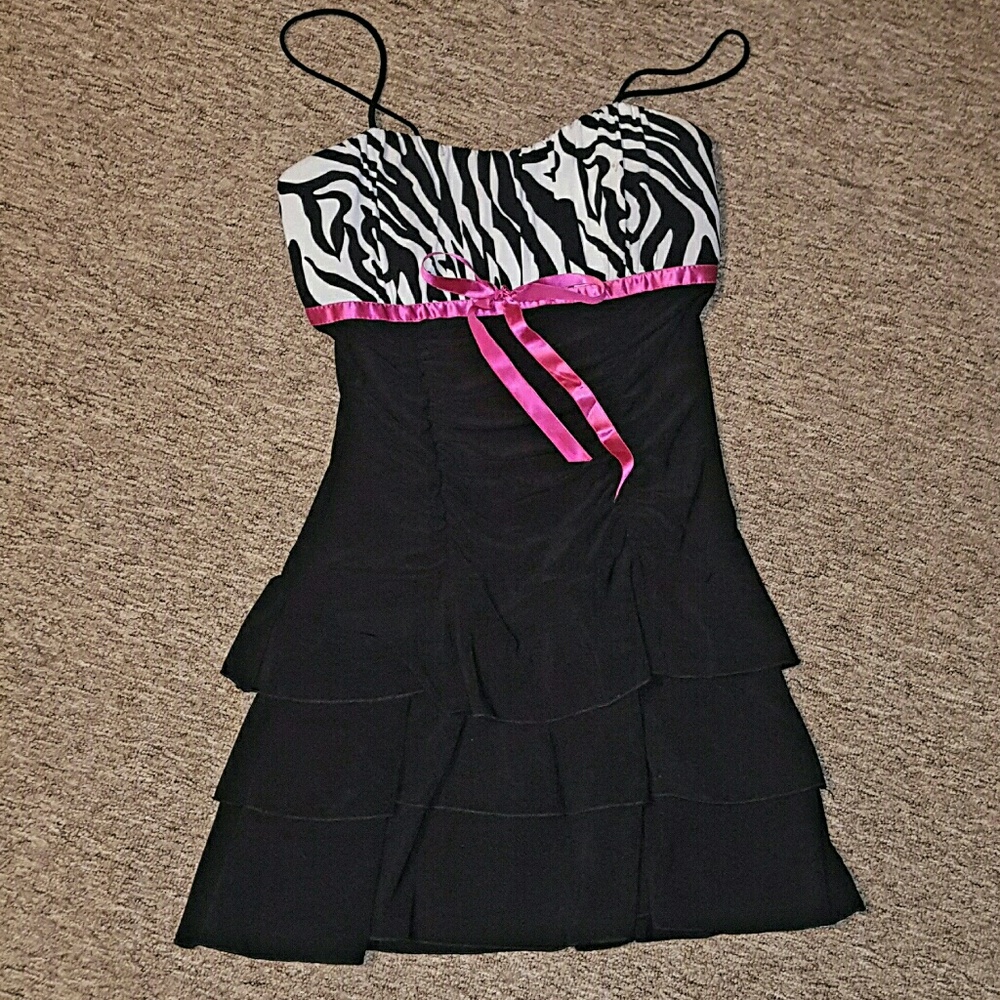 Ruffle zebra print mini dress.